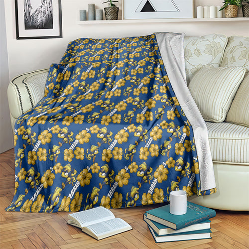 Parramatta Eels Blanket Tropical Hibiscus Floral Seamless Rugby Mascot