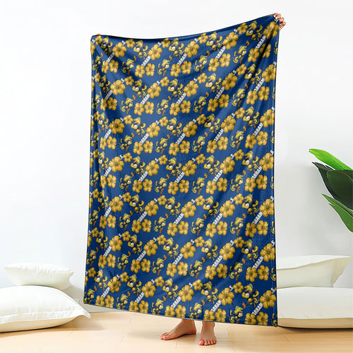 Parramatta Eels Blanket Tropical Hibiscus Floral Seamless Rugby Mascot