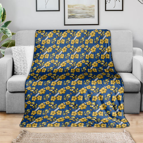 Parramatta Eels Blanket Tropical Hibiscus Floral Seamless Rugby Mascot