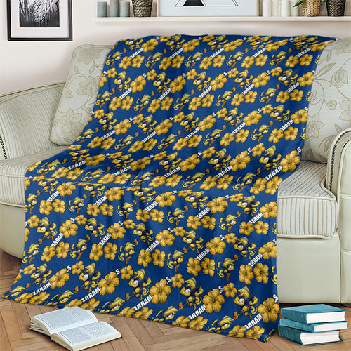 Parramatta Eels Blanket Tropical Hibiscus Floral Seamless Rugby Mascot