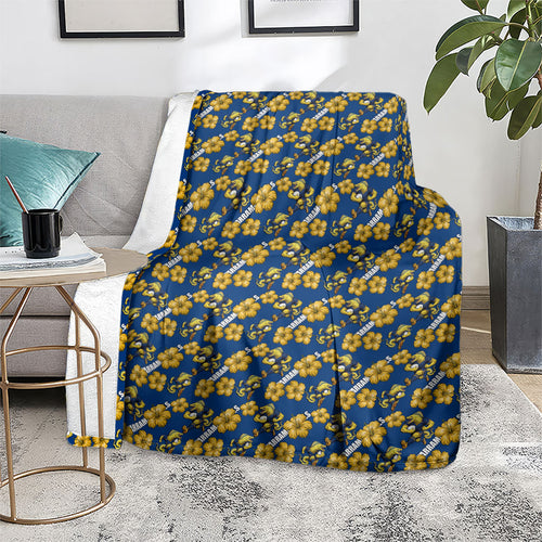 Parramatta Eels Blanket Tropical Hibiscus Floral Seamless Rugby Mascot