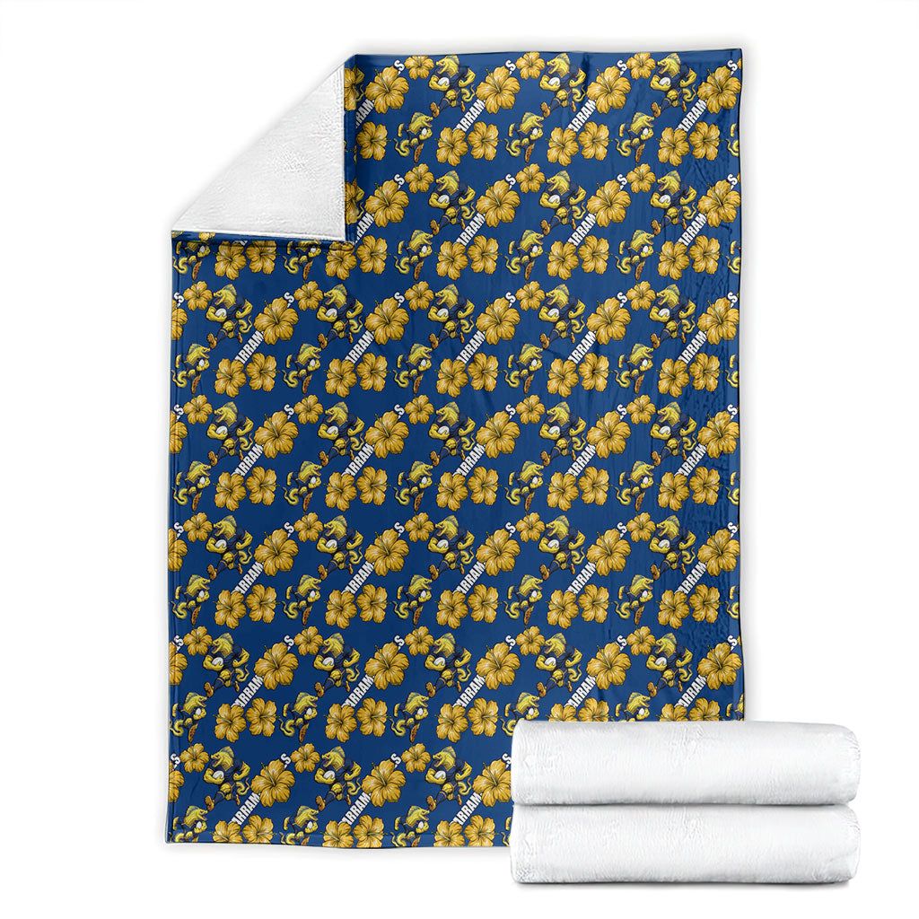 Parramatta Eels Blanket Tropical Hibiscus Floral Seamless Rugby Mascot
