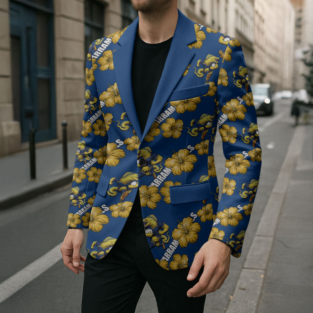 Parramatta Eels Blazer Tropical Hibiscus Floral Seamless Rugby Mascot