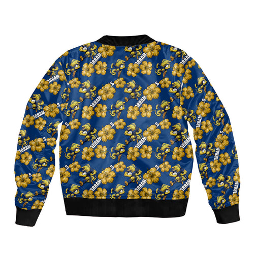 Parramatta Eels Bomber Jacket Tropical Hibiscus Floral Seamless Rugby Mascot