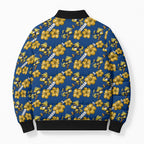 Parramatta Eels Bomber Puffer Jacket Tropical Hibiscus Floral Seamless Rugby Mascot