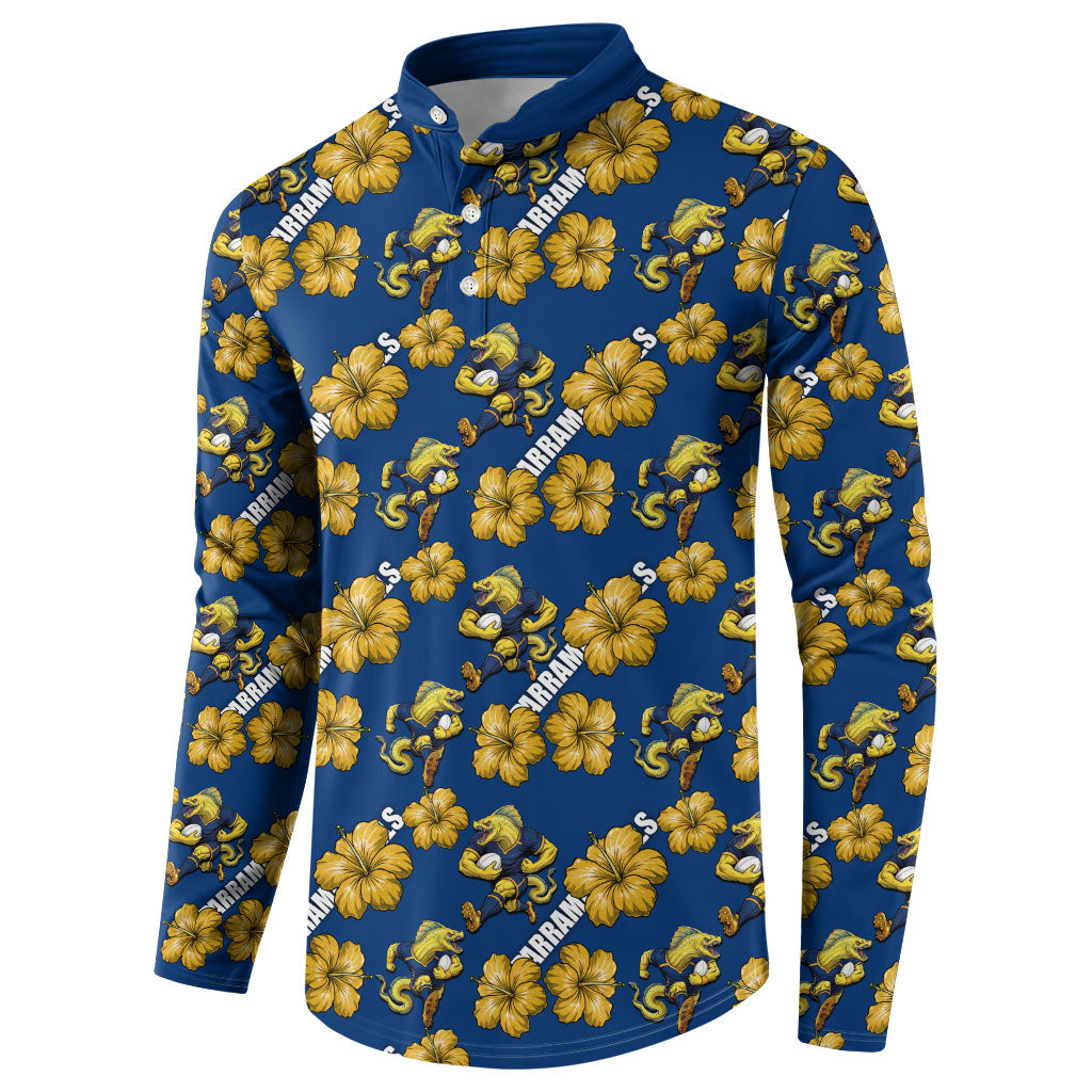 Parramatta Eels Button Sweatshirt Tropical Hibiscus Floral Seamless Rugby Mascot