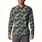 Parramatta Eels Button Sweatshirt Tropical Hibiscus Floral Seamless Rugby Mascot