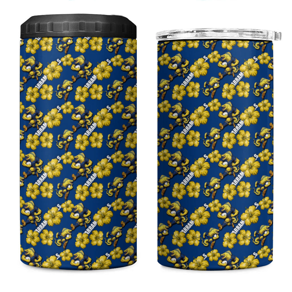 Parramatta Eels 4 in 1 Can Cooler Tumbler Tropical Hibiscus Floral Seamless Rugby Mascot
