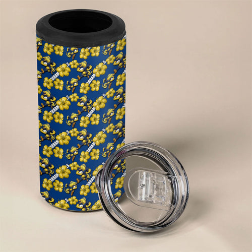 Parramatta Eels 4 in 1 Can Cooler Tumbler Tropical Hibiscus Floral Seamless Rugby Mascot