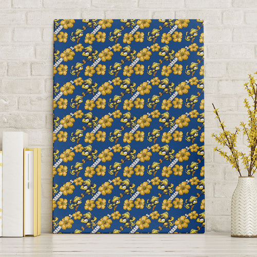Parramatta Eels Canvas Wall Art Tropical Hibiscus Floral Seamless Rugby Mascot
