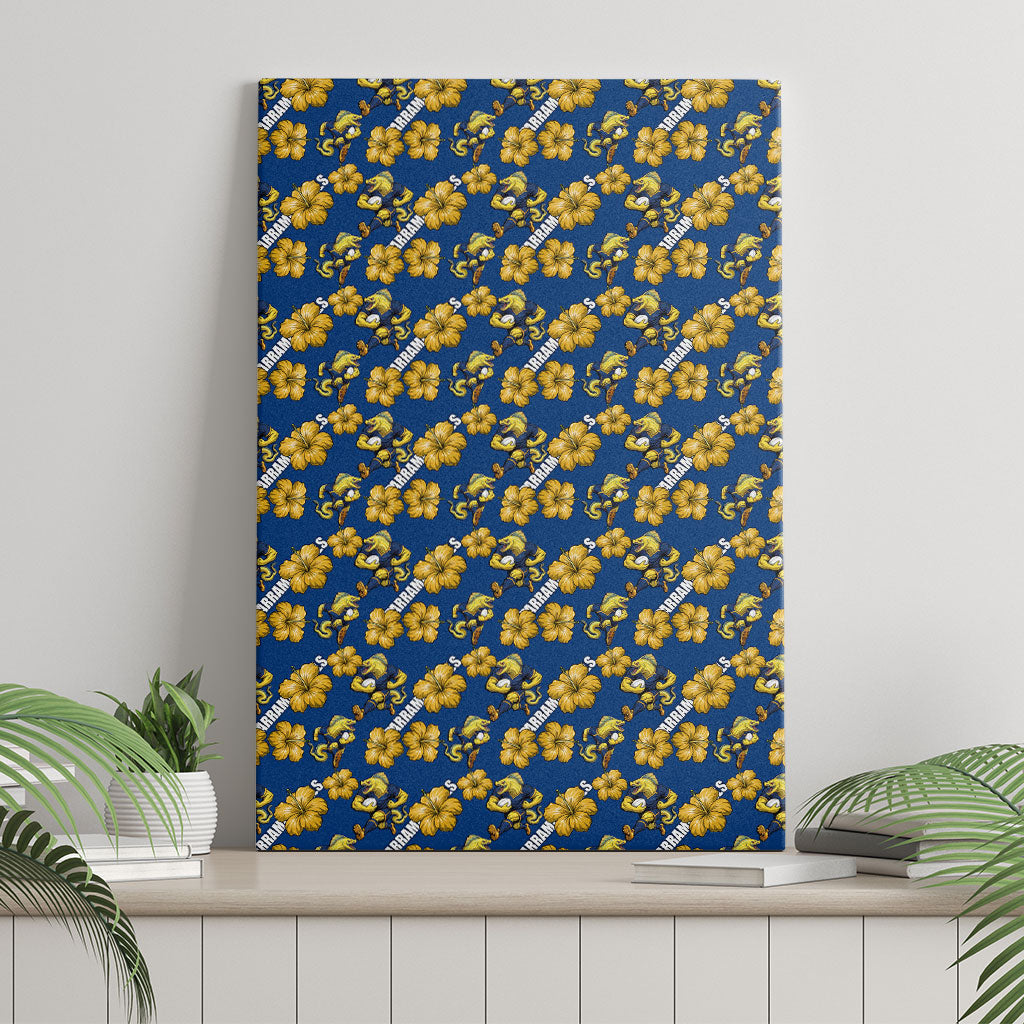 Parramatta Eels Canvas Wall Art Tropical Hibiscus Floral Seamless Rugby Mascot