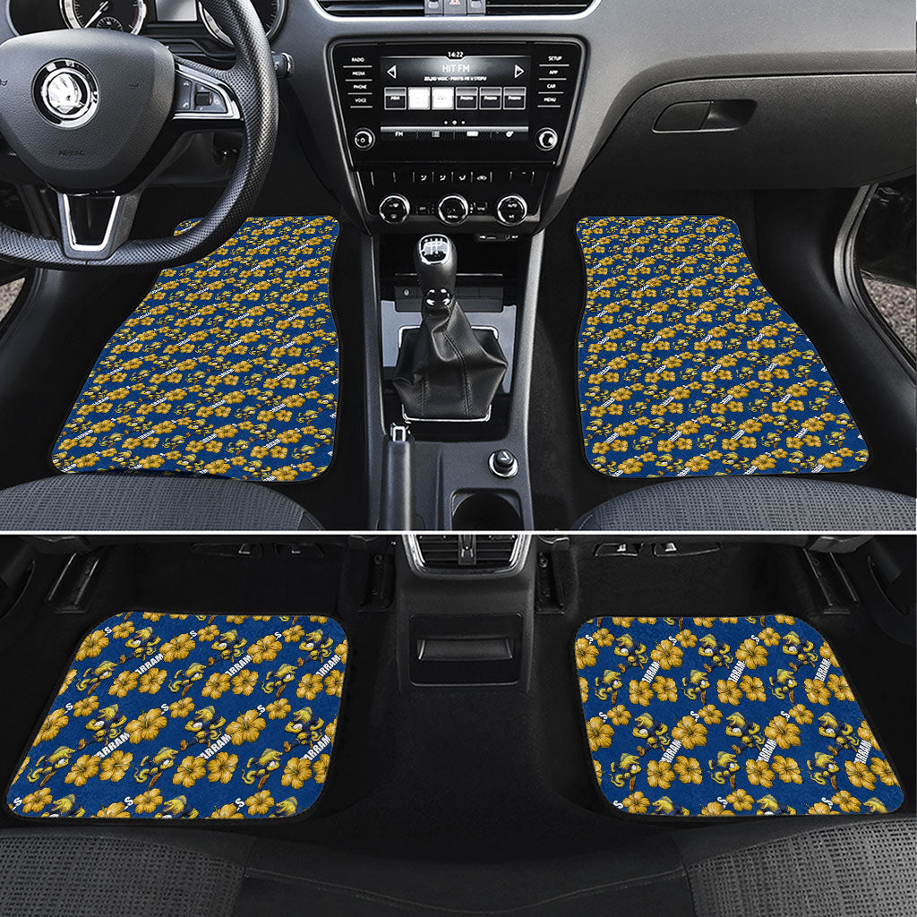 Parramatta Eels Car Mats Tropical Hibiscus Floral Seamless Rugby Mascot