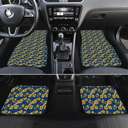 Parramatta Eels Car Mats Tropical Hibiscus Floral Seamless Rugby Mascot