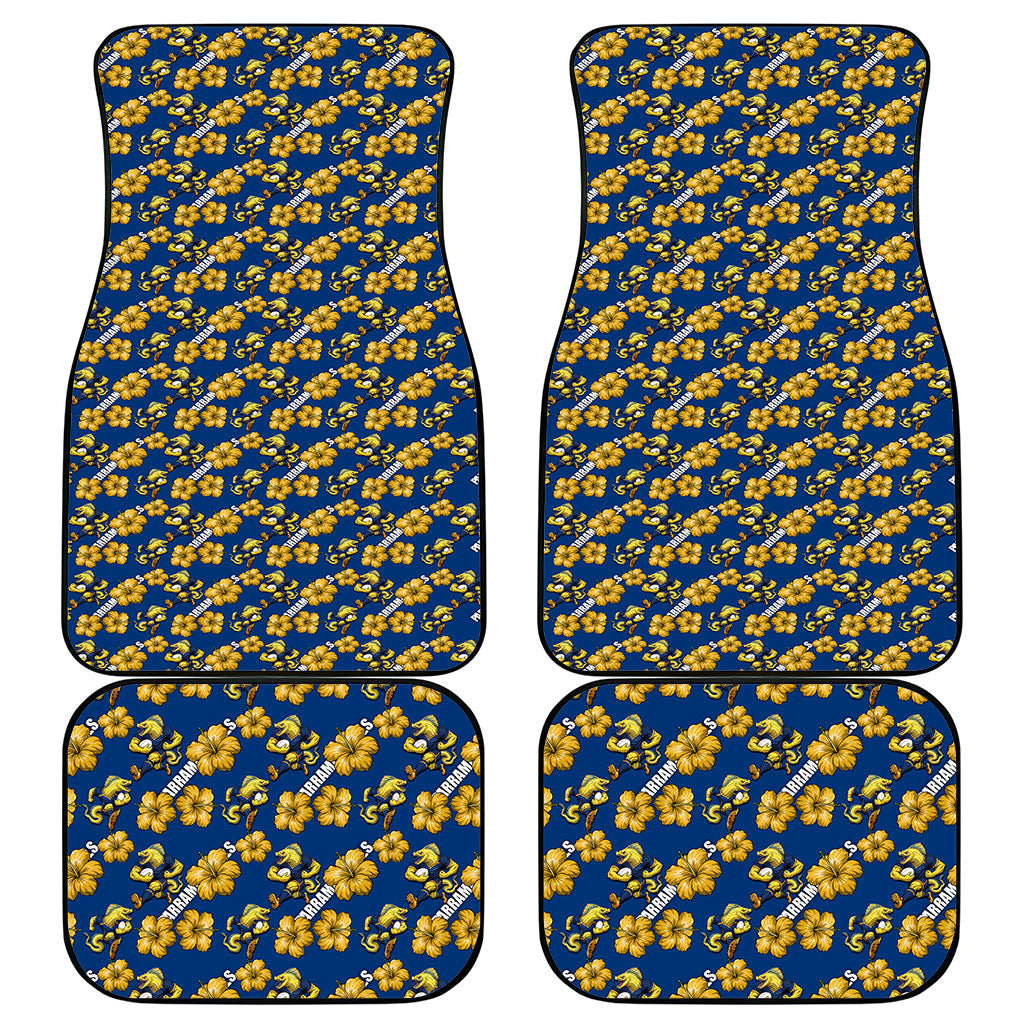 Parramatta Eels Car Mats Tropical Hibiscus Floral Seamless Rugby Mascot