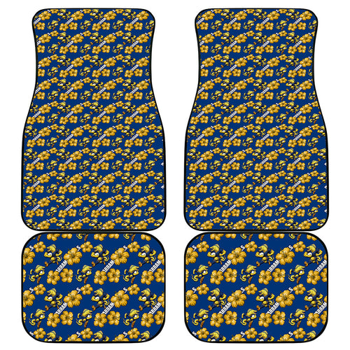 Parramatta Eels Car Mats Tropical Hibiscus Floral Seamless Rugby Mascot