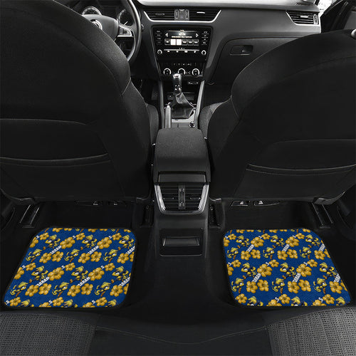 Parramatta Eels Car Mats Tropical Hibiscus Floral Seamless Rugby Mascot