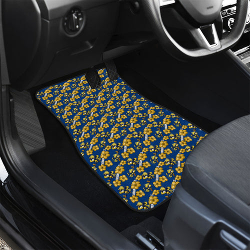 Parramatta Eels Car Mats Tropical Hibiscus Floral Seamless Rugby Mascot
