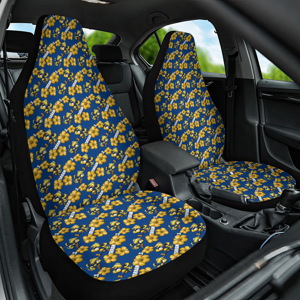Parramatta Eels Car Seat Cover Tropical Hibiscus Floral Seamless Rugby Mascot