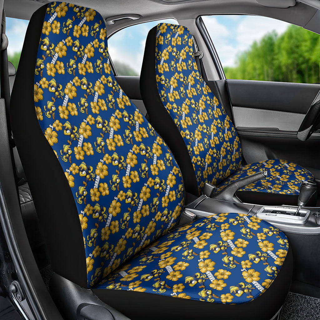 Parramatta Eels Car Seat Cover Tropical Hibiscus Floral Seamless Rugby Mascot