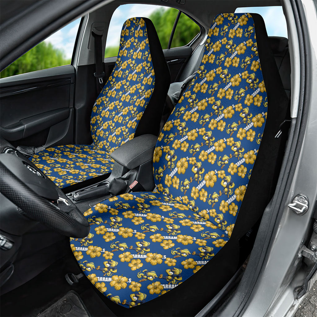Parramatta Eels Car Seat Cover Tropical Hibiscus Floral Seamless Rugby Mascot