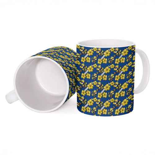 Parramatta Eels Ceramic Mug Tropical Hibiscus Floral Seamless Rugby Mascot