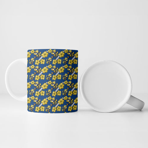 Parramatta Eels Ceramic Mug Tropical Hibiscus Floral Seamless Rugby Mascot