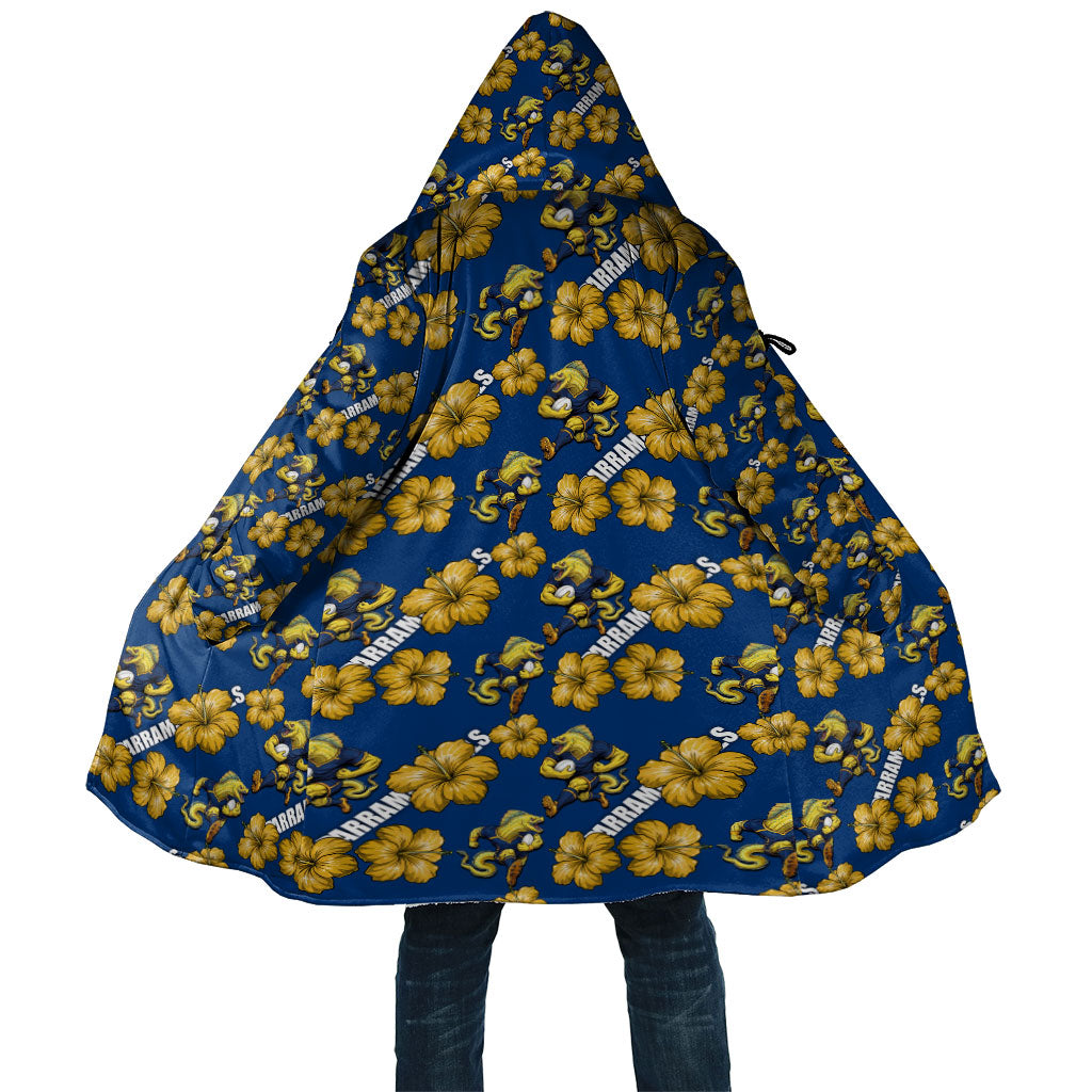 Parramatta Eels Cloak Tropical Hibiscus Floral Seamless Rugby Mascot