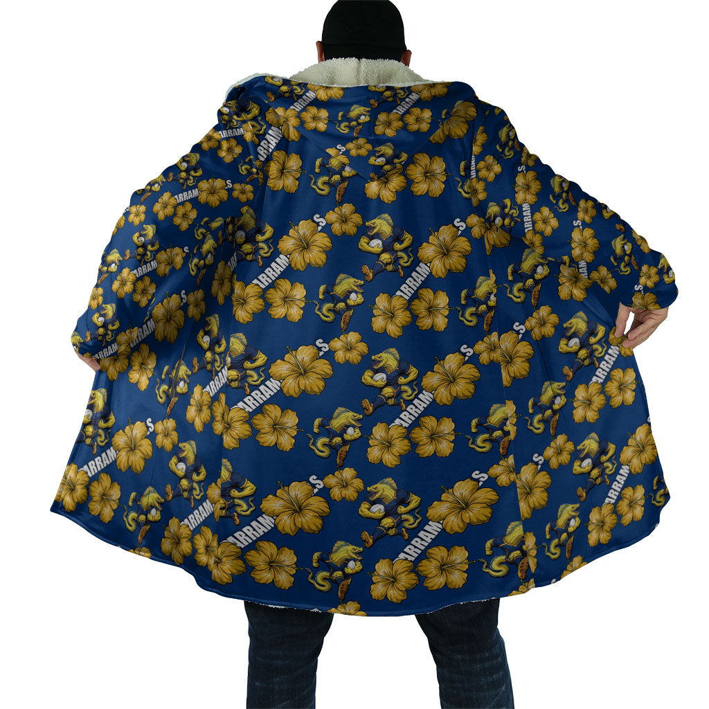 Parramatta Eels Cloak Tropical Hibiscus Floral Seamless Rugby Mascot