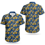 Parramatta Eels Couples Matching Puletasi and Hawaiian Shirt Tropical Hibiscus Floral Seamless Rugby Mascot