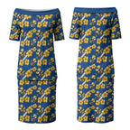 Parramatta Eels Couples Matching Puletasi and Hawaiian Shirt Tropical Hibiscus Floral Seamless Rugby Mascot