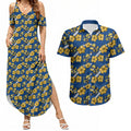 Parramatta Eels Couples Matching Summer Maxi Dress and Hawaiian Shirt Tropical Hibiscus Floral Seamless Rugby Mascot