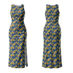 Parramatta Eels Couples Matching Tank Maxi Dress and Hawaiian Shirt Tropical Hibiscus Floral Seamless Rugby Mascot
