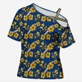 Parramatta Eels Cross Shoulder Shirt Tropical Hibiscus Floral Seamless Rugby Mascot