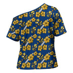 Parramatta Eels Cross Shoulder Shirt Tropical Hibiscus Floral Seamless Rugby Mascot