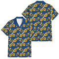 Parramatta Eels Family Matching Off The Shoulder Long Sleeve Dress and Hawaiian Shirt Tropical Hibiscus Floral Seamless Rugby Mascot