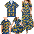 Parramatta Eels Family Matching Summer Maxi Dress and Hawaiian Shirt Tropical Hibiscus Floral Seamless Rugby Mascot