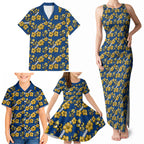 Parramatta Eels Family Matching Tank Maxi Dress and Hawaiian Shirt Tropical Hibiscus Floral Seamless Rugby Mascot