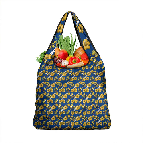 Parramatta Eels Grocery Bag Tropical Hibiscus Floral Seamless Rugby Mascot