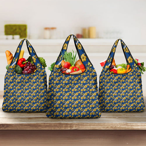 Parramatta Eels Grocery Bag Tropical Hibiscus Floral Seamless Rugby Mascot