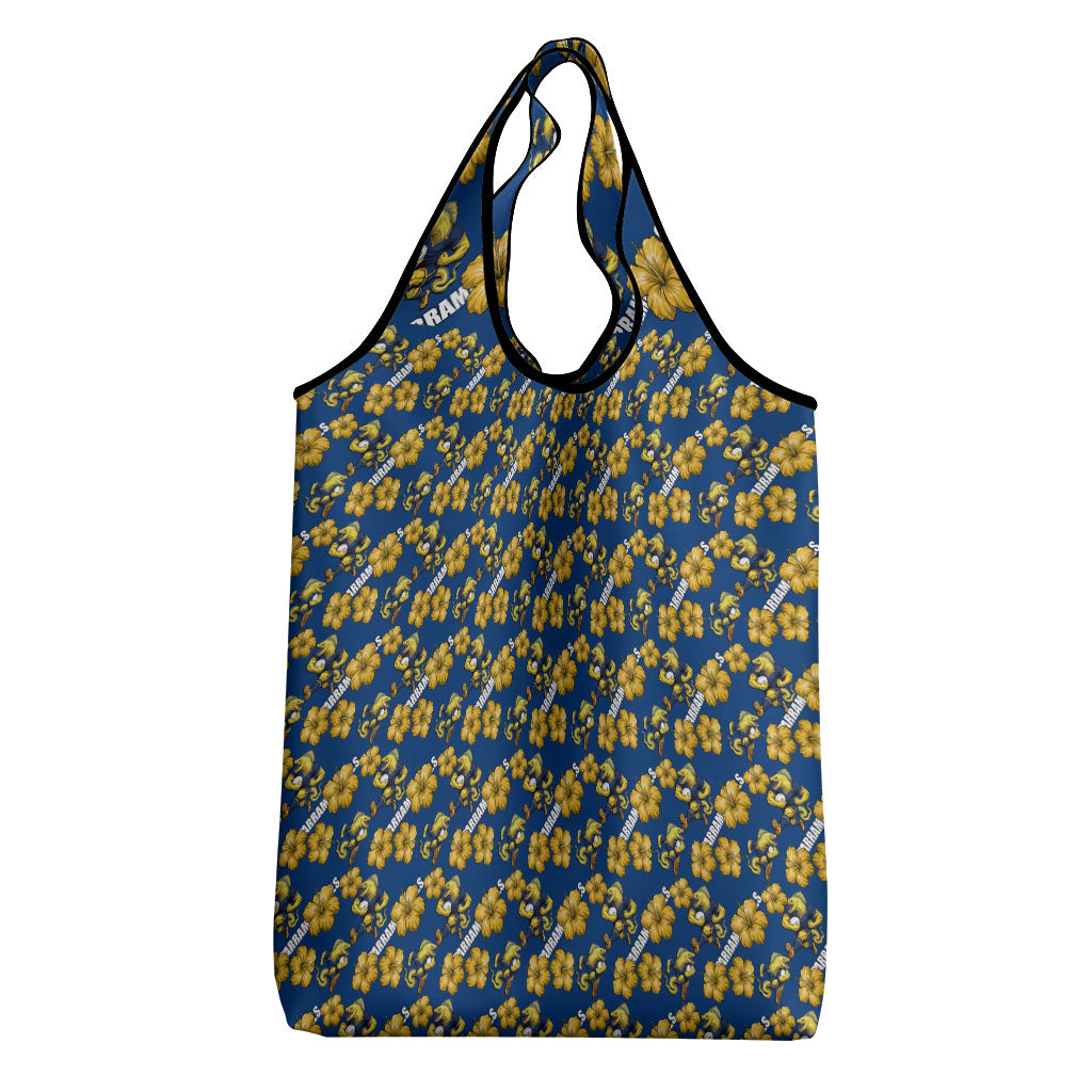 Parramatta Eels Grocery Bag Tropical Hibiscus Floral Seamless Rugby Mascot