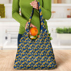 Parramatta Eels Grocery Bag Tropical Hibiscus Floral Seamless Rugby Mascot
