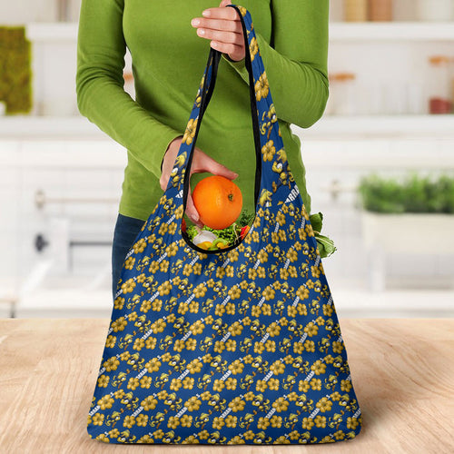 Parramatta Eels Grocery Bag Tropical Hibiscus Floral Seamless Rugby Mascot