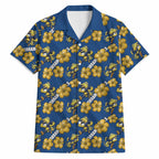 Parramatta Eels Hawaiian Shirt Tropical Hibiscus Floral Seamless Rugby Mascot