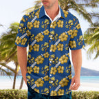 Parramatta Eels Hawaiian Shirt Tropical Hibiscus Floral Seamless Rugby Mascot