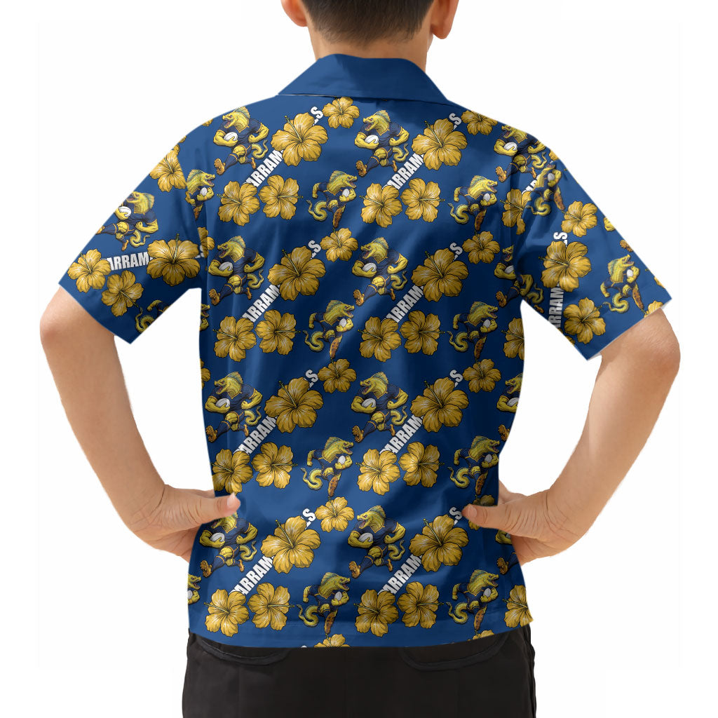 Parramatta Eels Hawaiian Shirt Tropical Hibiscus Floral Seamless Rugby Mascot