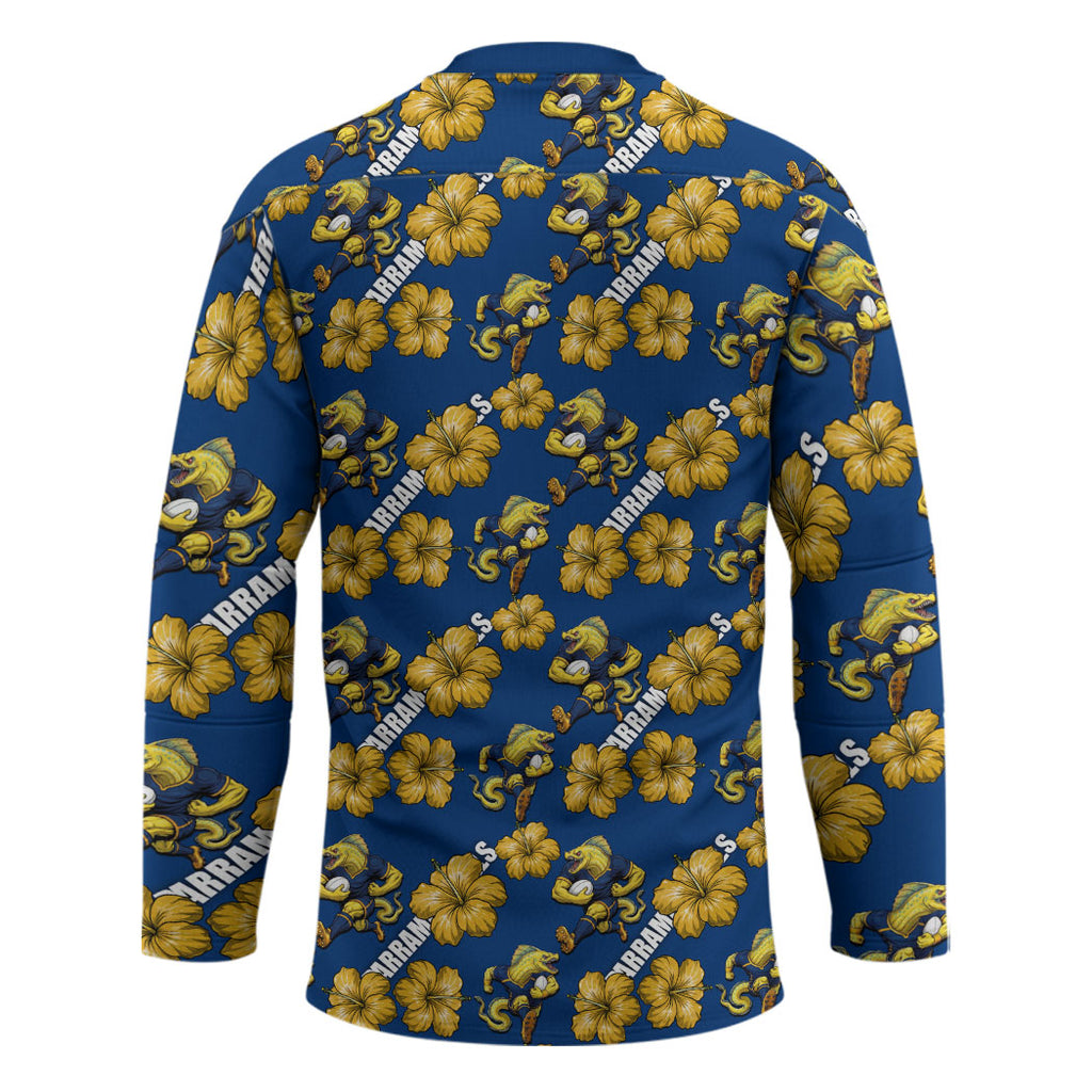 Parramatta Eels Hockey Jersey Tropical Hibiscus Floral Seamless Rugby Mascot