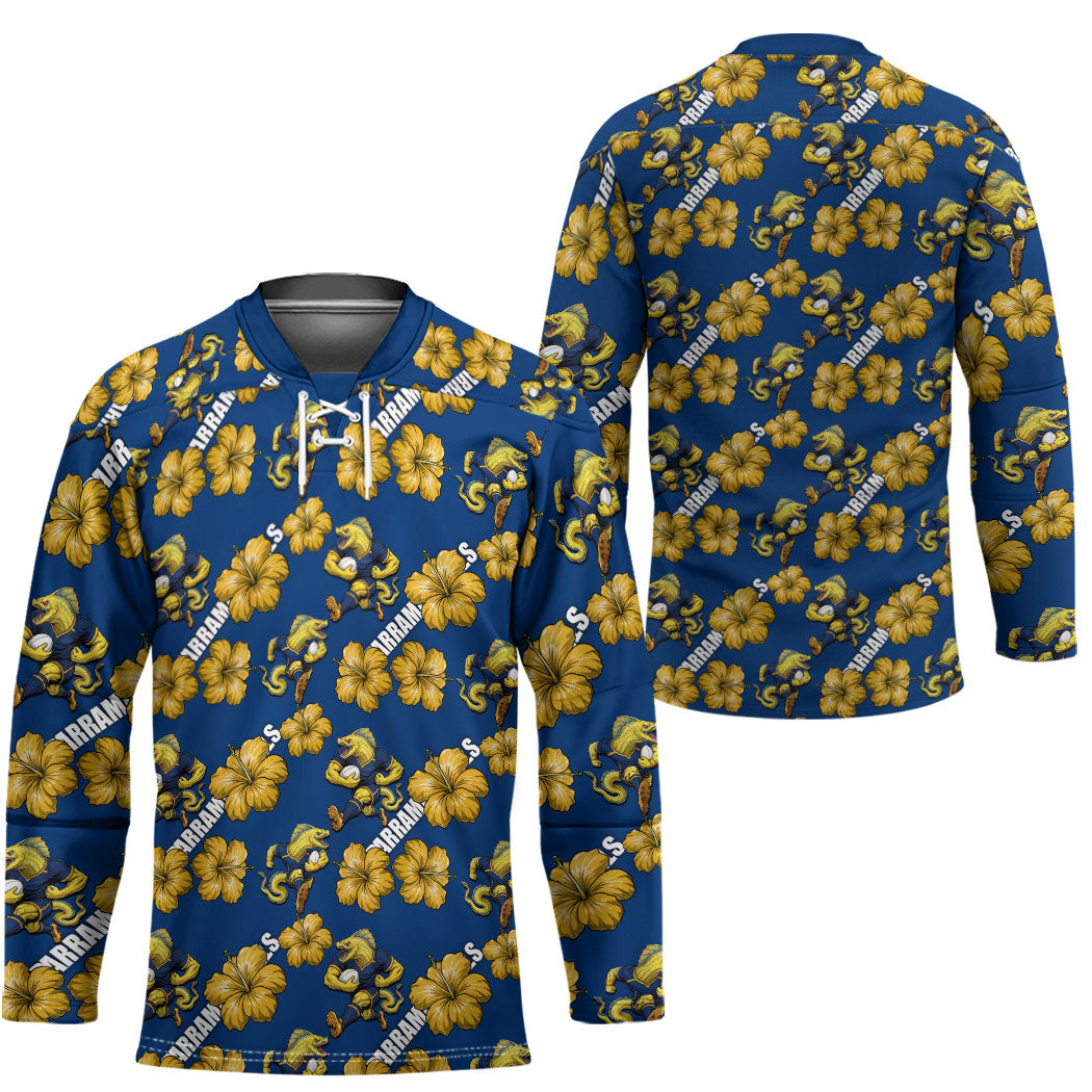 Parramatta Eels Hockey Jersey Tropical Hibiscus Floral Seamless Rugby Mascot