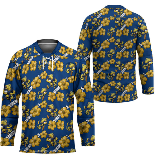Parramatta Eels Hockey Jersey Tropical Hibiscus Floral Seamless Rugby Mascot
