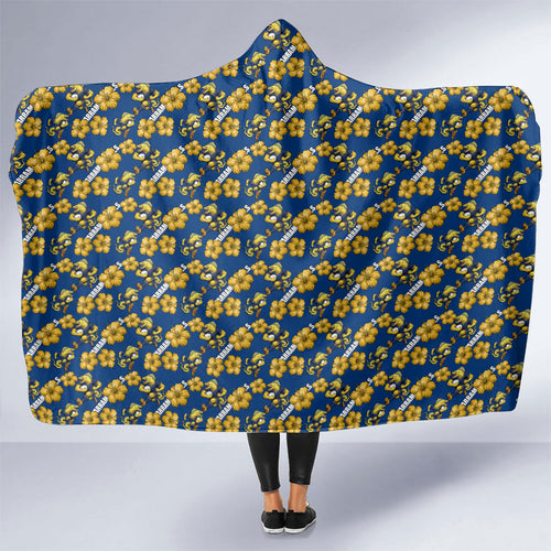Parramatta Eels Hooded Blanket Tropical Hibiscus Floral Seamless Rugby Mascot