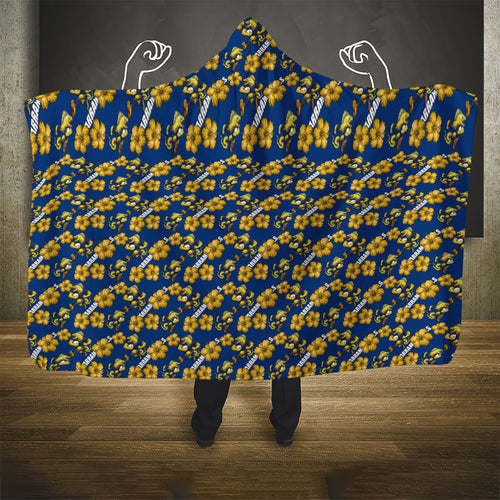 Parramatta Eels Hooded Blanket Tropical Hibiscus Floral Seamless Rugby Mascot